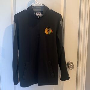 NHL Brand Blackhawks Quarter Zip Pullover Black Men's S